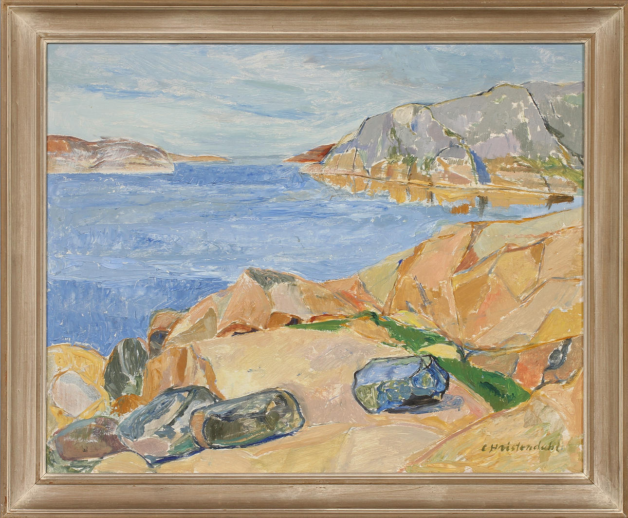 CARSTEN HVISTENDAHL. Skärgårdsmotiv, Olja på pannå, signerad.