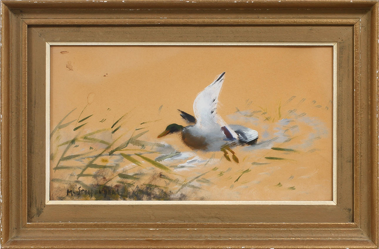 MOSSE STOOPENDAAL. Gräsand, Gouache, signerad.