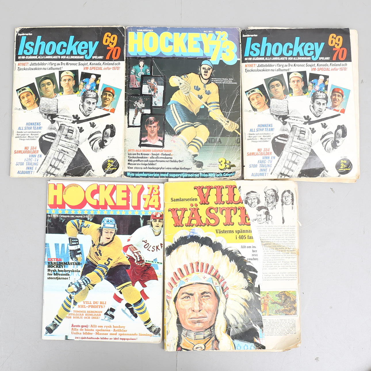 SAMLARALBUM (5), med bilder, ishockey, vilda västern, 1960/70-tal.