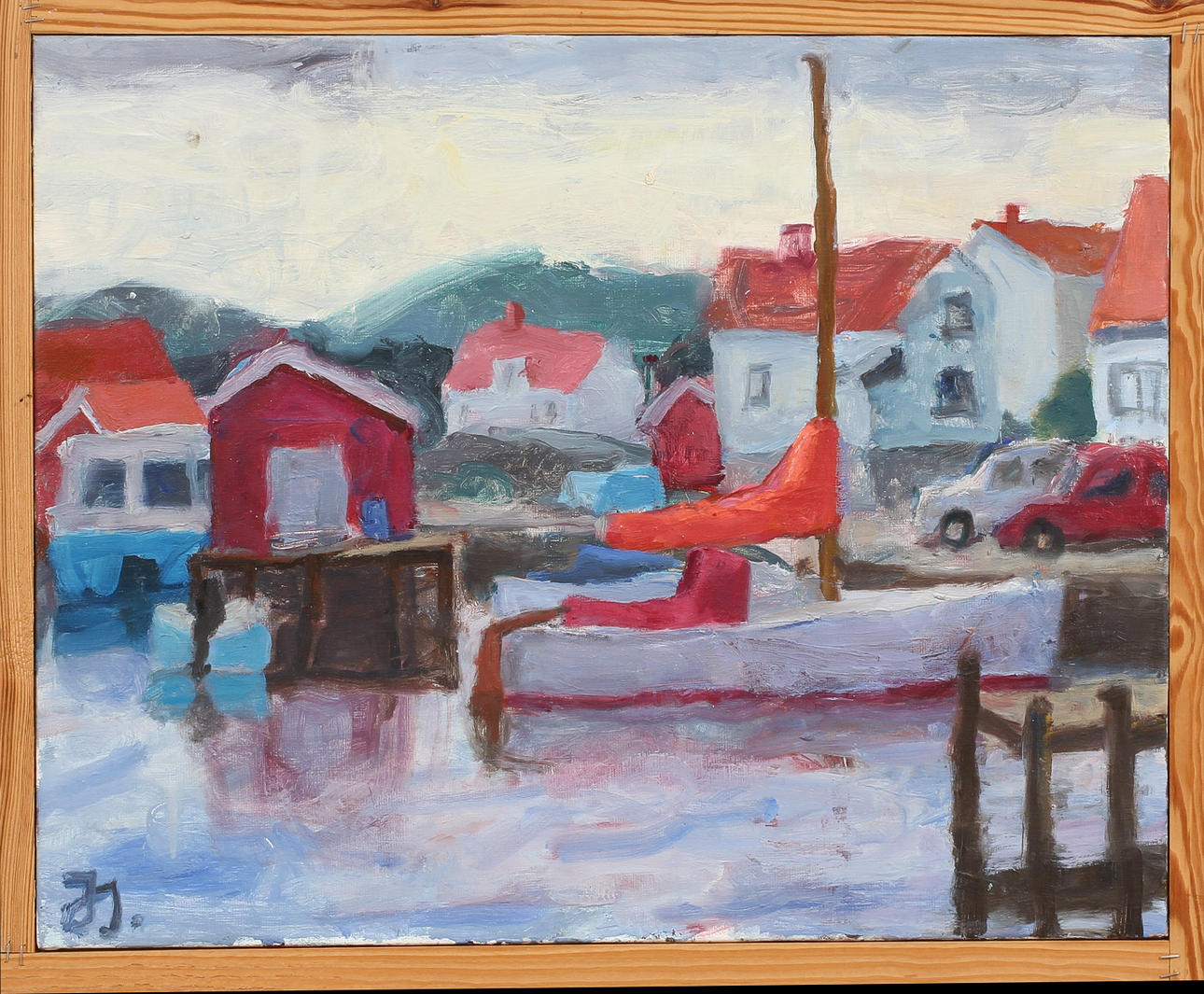 JAN STIGLAND. "Björholmen, Tjörn", olja på duk, signerad.