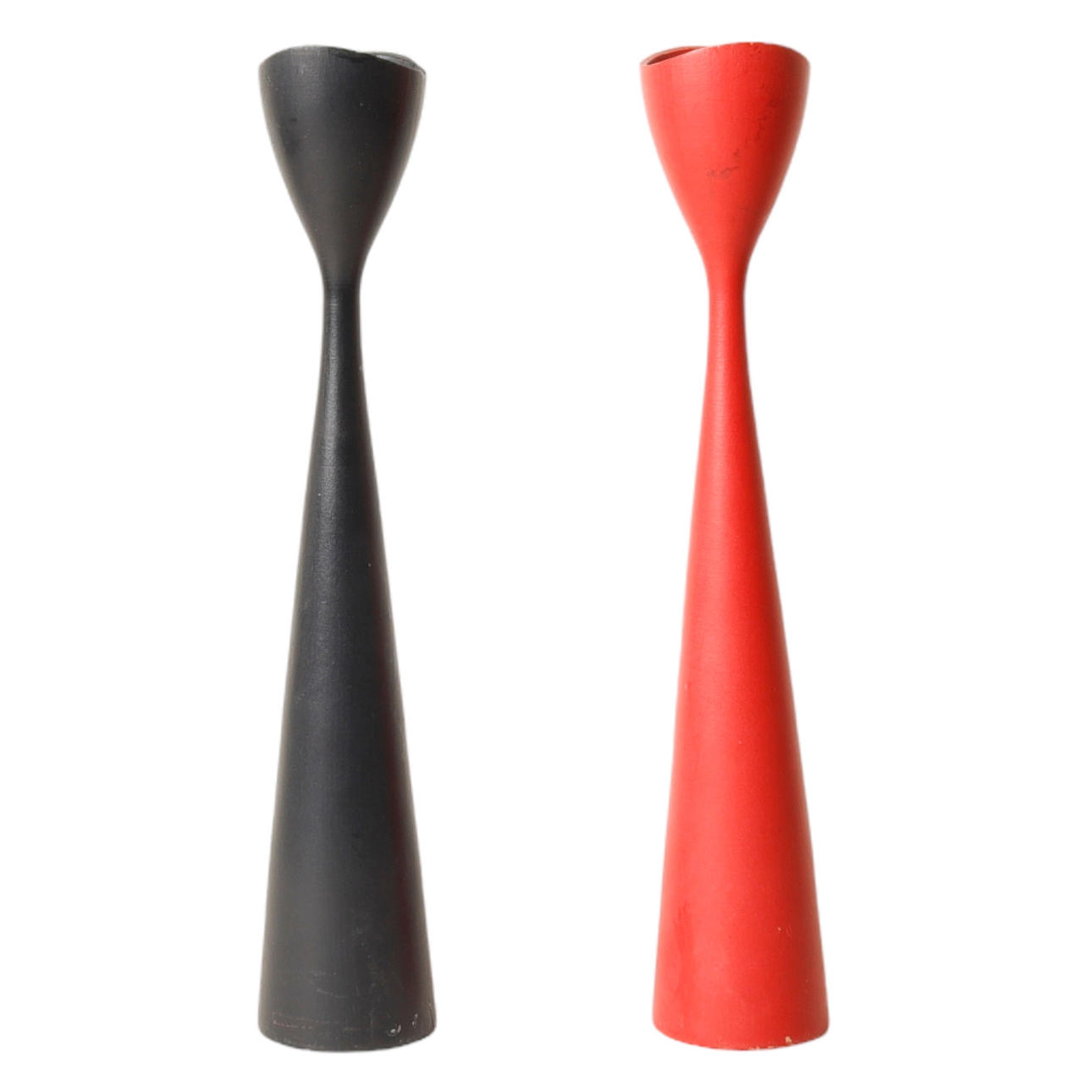 CANDLESTICKS, a pair, painted wood, Denmark, 1900s.