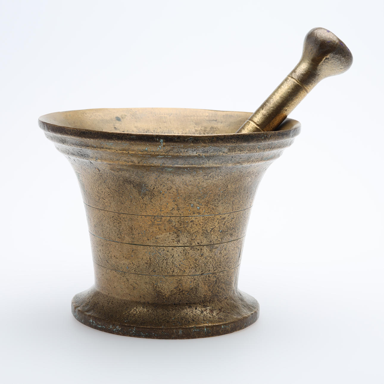 MORTAR with STÖT, brass marked 1834.