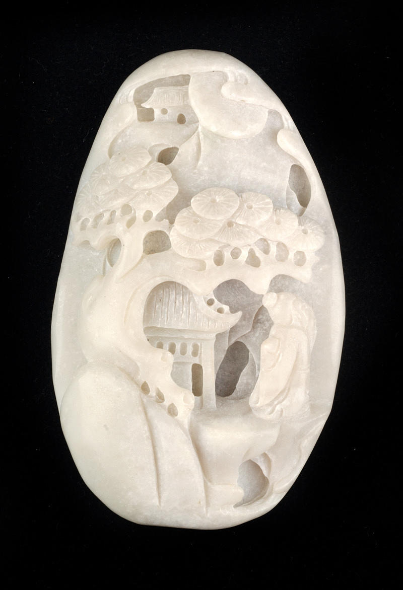 CHINA. ”JADE, TUMLADE STEN.” Munk under träd framför sitt hus.