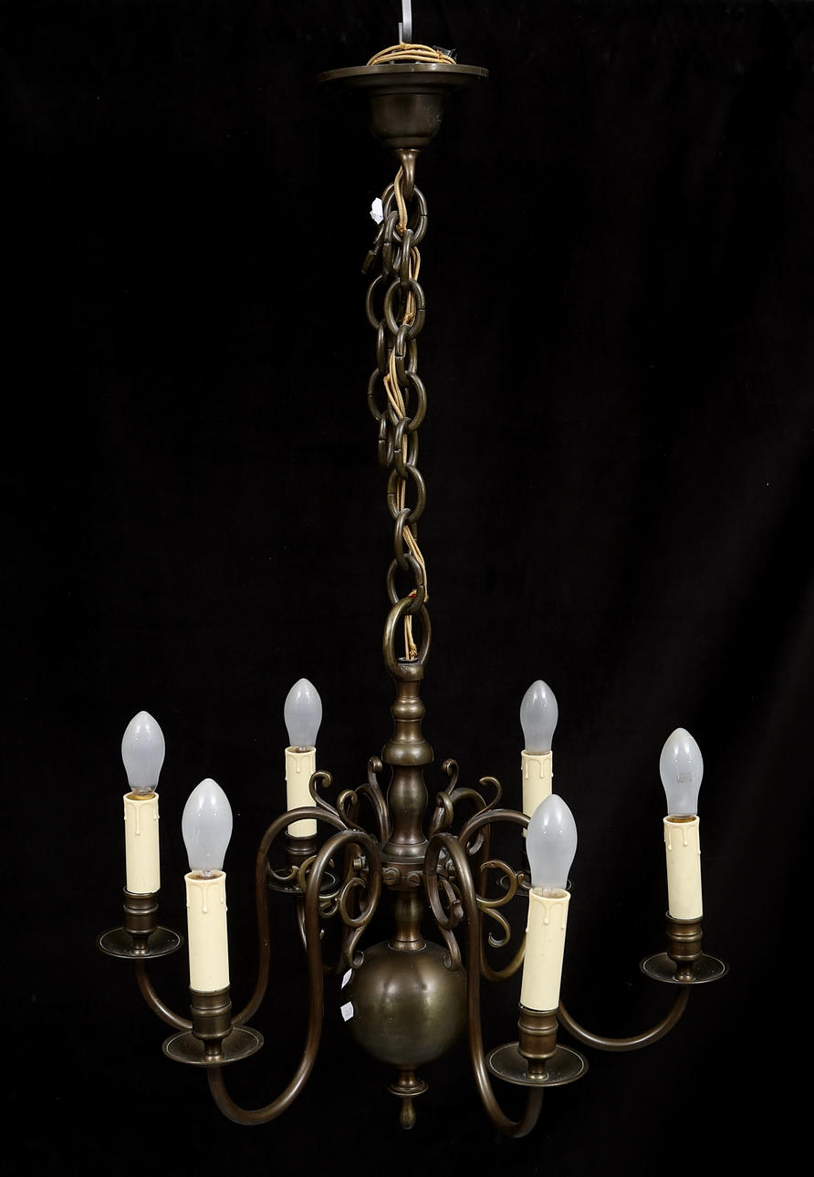 TAKLAMPA, barockstil, 1900-tal, total höjd ca. 84 cm.