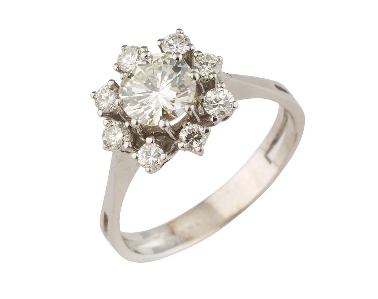 BRILLIANT RING 9 Br ca. 1.38 ct 585 vitguld, ca. 3,6 g.