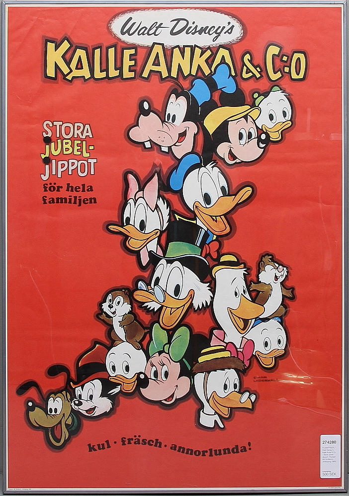 FILMAFFISCH, " Walt Disney's Kalle Anka & Co - Stora Jubel-Jippot", Tryckeri AB Småland - Jönköping 1969.