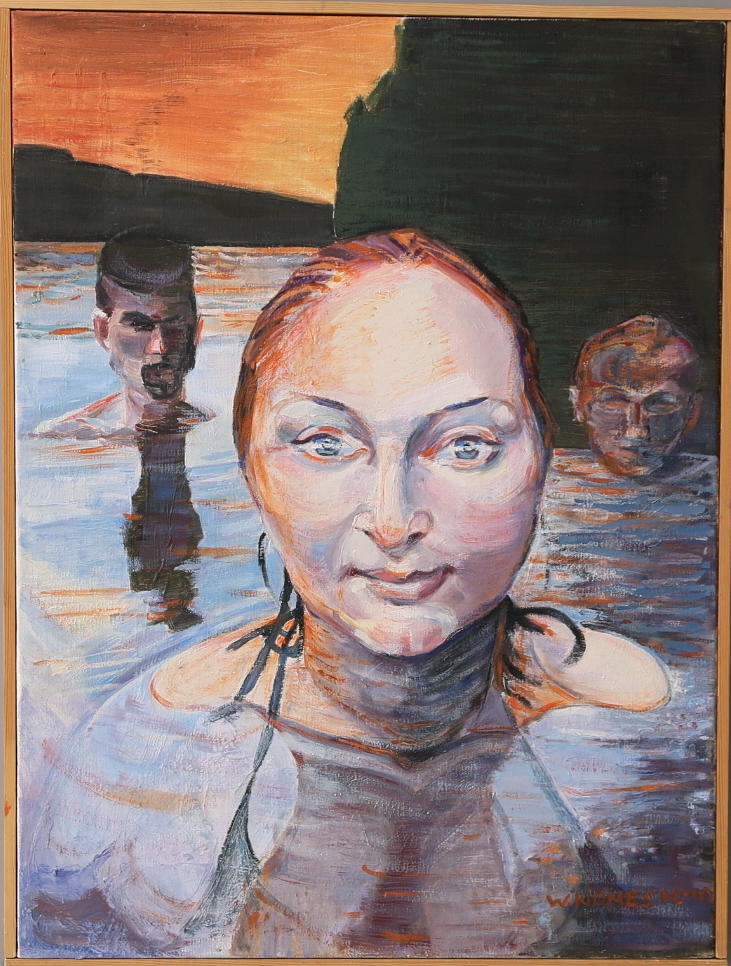 WANJA "NONES" HÅKANSSON. Olja på duk, badande, signerad och daterad, -10.