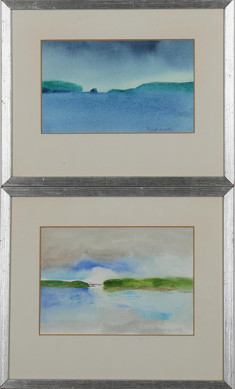 RONALD DE WOLFE. Akvareller, 2 st, havsmotiv, signerade.