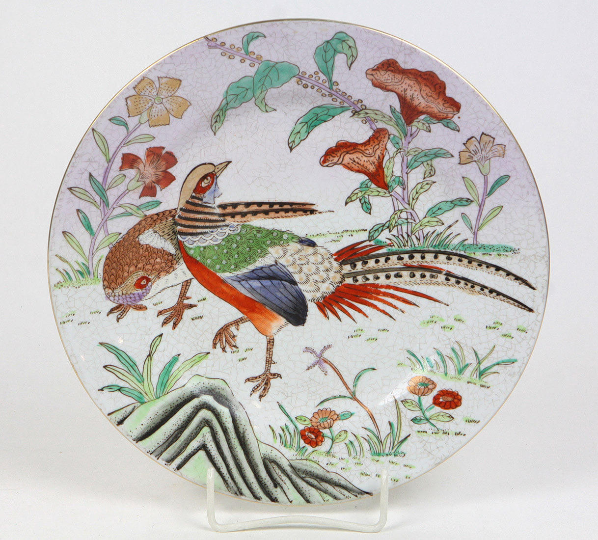 Teller mit Fasanenpaar.