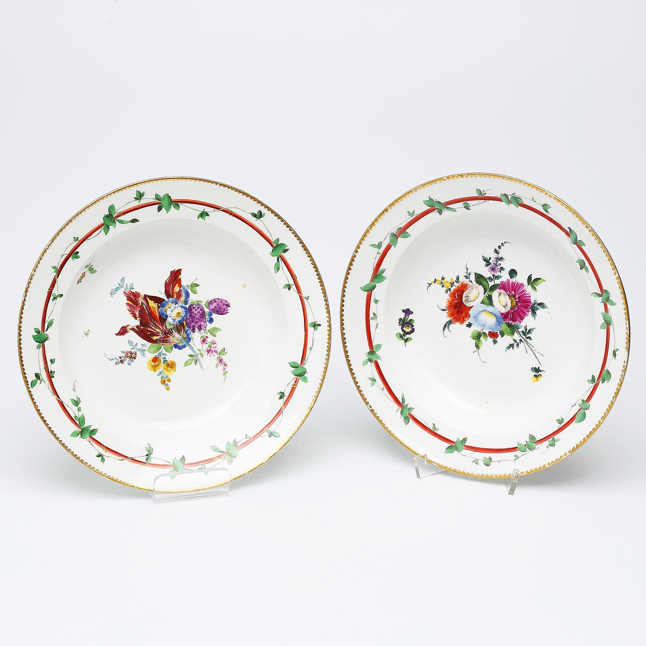 PLATES, 2 pcs, Meissen-like marking, 19th century.