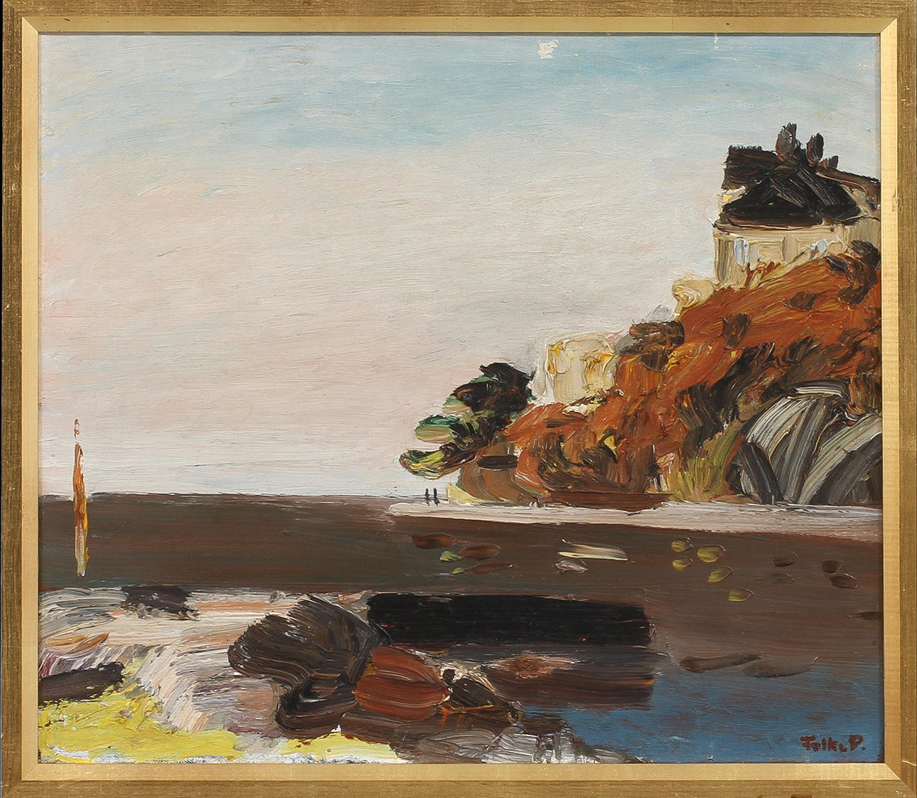 FOLKE PERSSON. Kustvy, olja på duk, signerad.