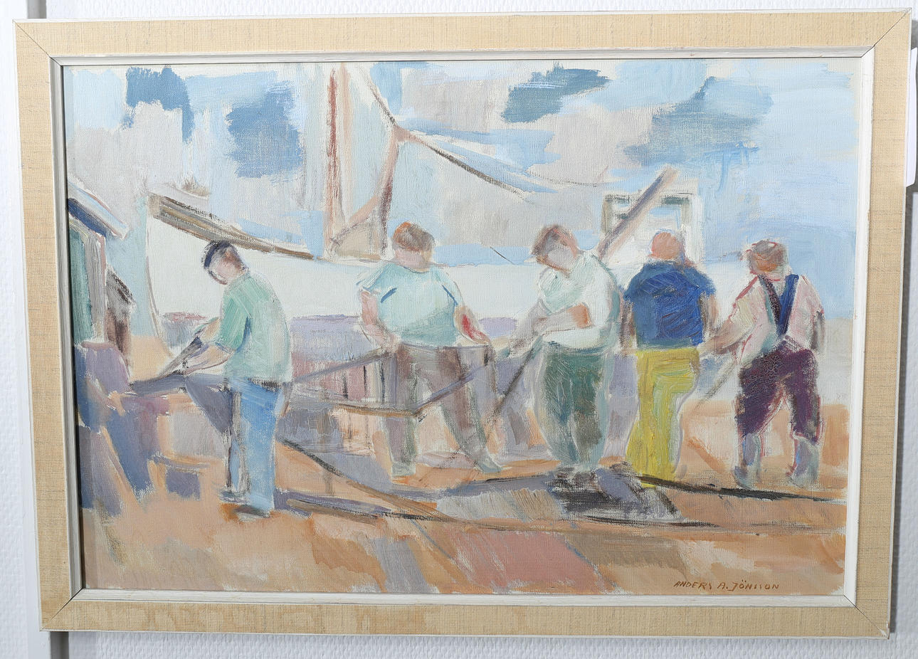 ANDERS A JÖNSSON. Olja på duk, "Fiskare Hörviken", signerad.