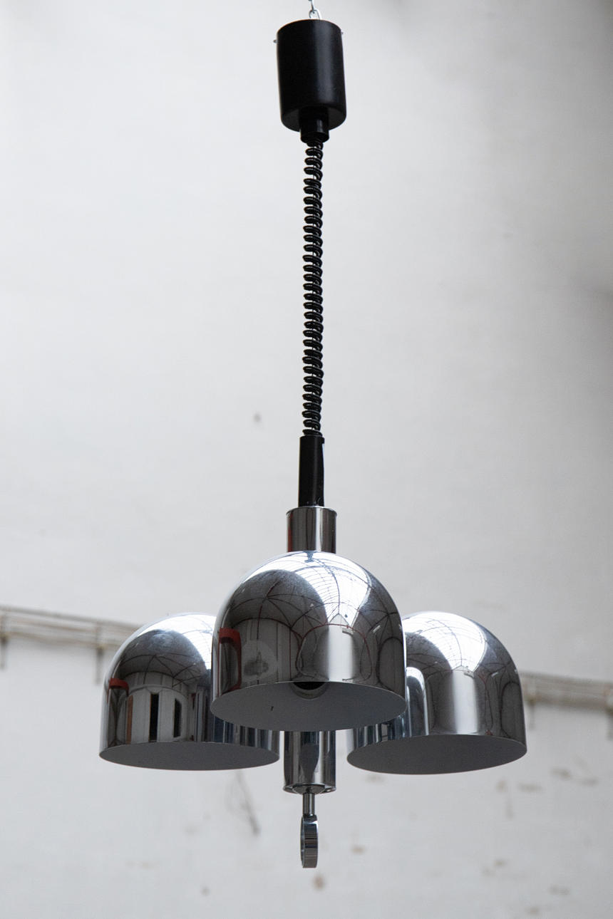 Chrome pendant light 3s 1970s (6-102).