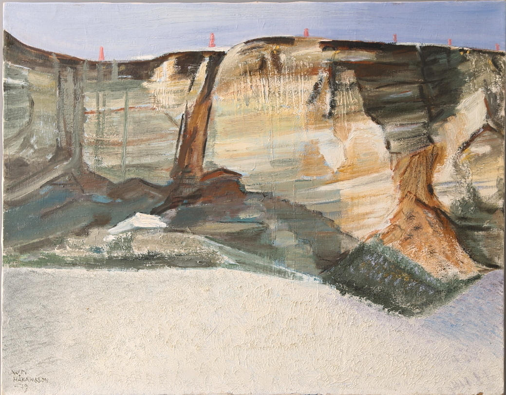 WANJA "NONES" HÅKANSSON. Olja på duk, "sandtag Brakelund Vinninga", signerad, daterad -79.