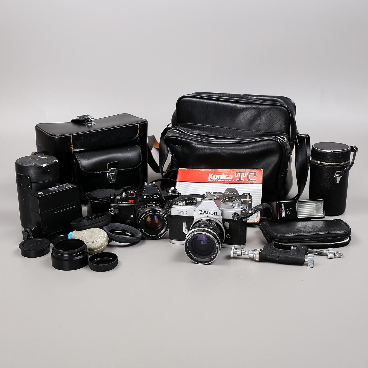 KAMERAUTRUSTNING, analog, Canon, Konica, 1960-tal.