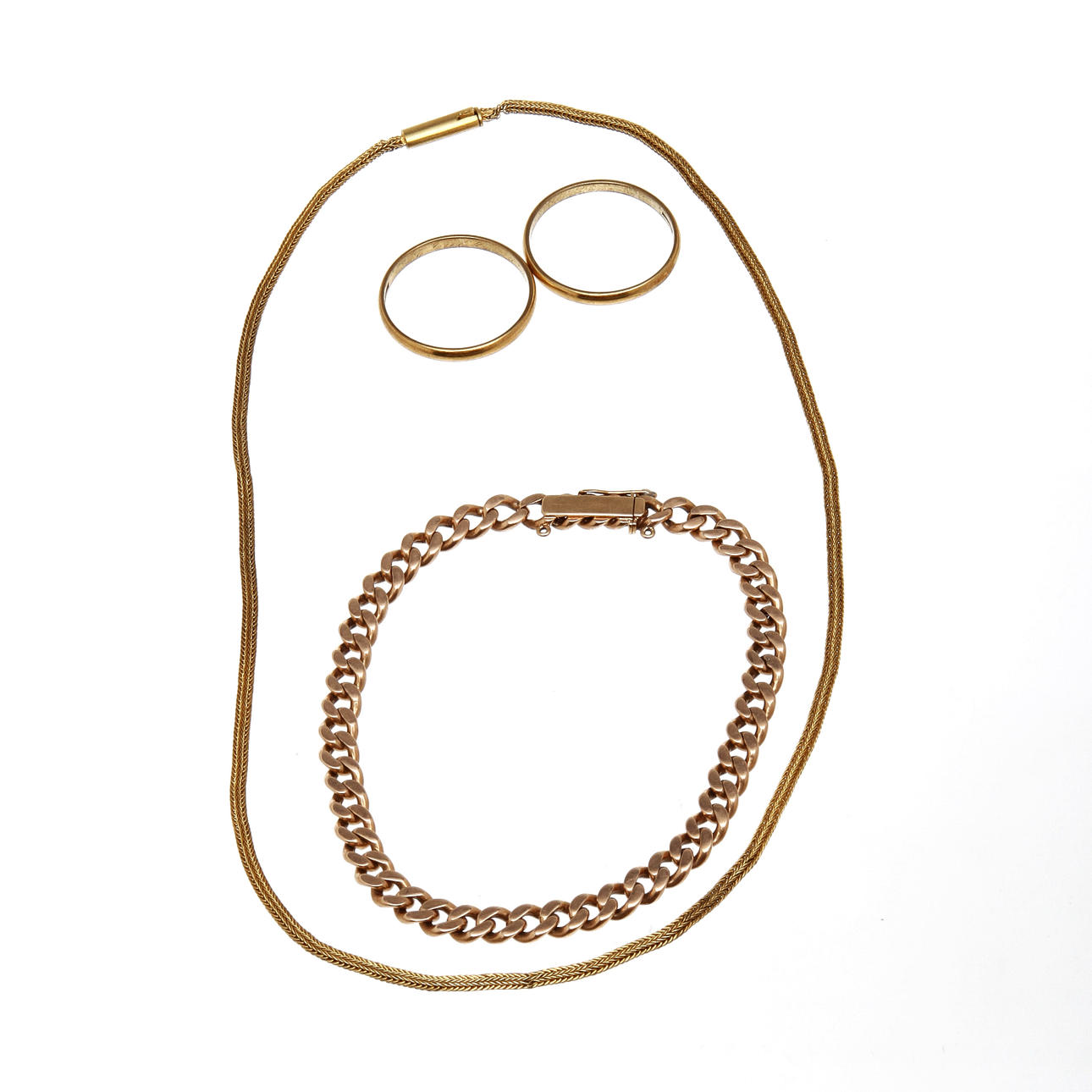 SMYCKEN, 4 delar, 18K rödguld. Vikt 34,1 g.