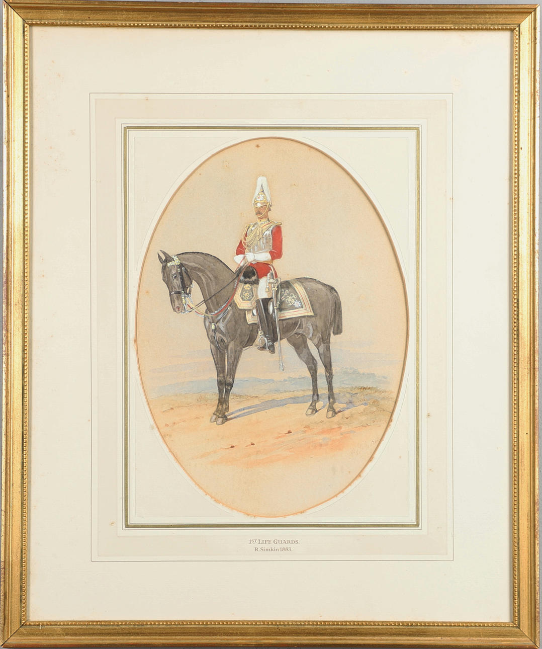 RICHARD SIMKIN (1840-1927). '1st LIFE GUADRS' WATERCOLOUR.
