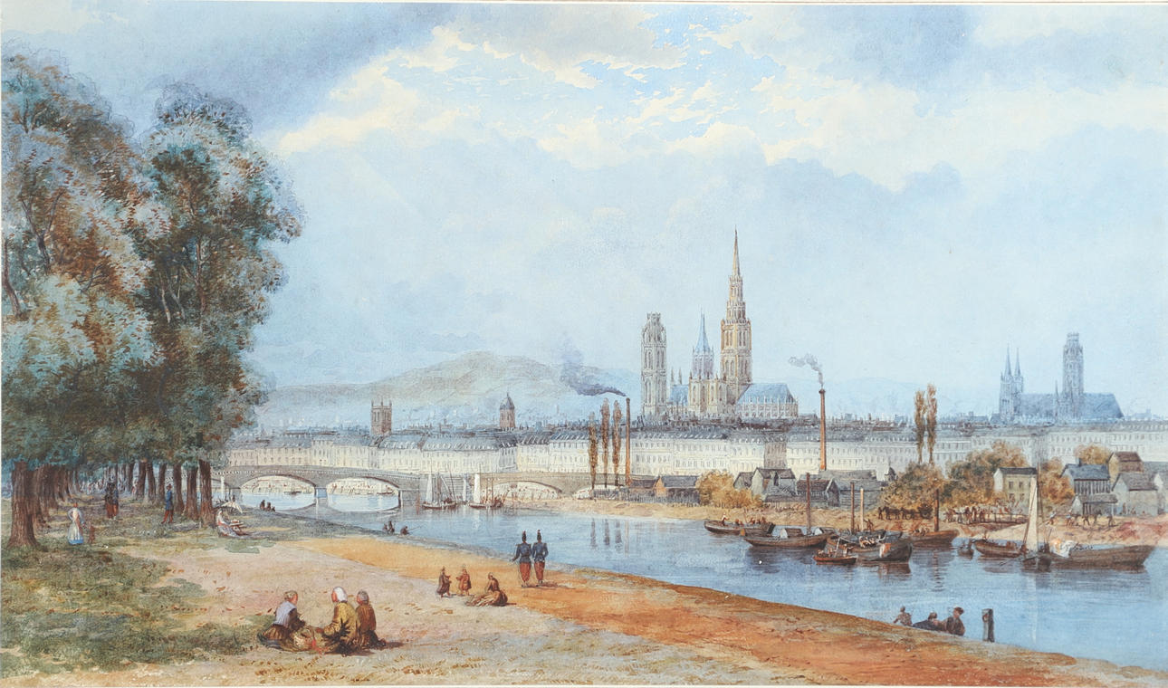 FOLLOWER OF RUDOLF RITTER VON ALT (1812-1905). A SCENE OF ROUEN, FROM ACROSS THE SEINE.