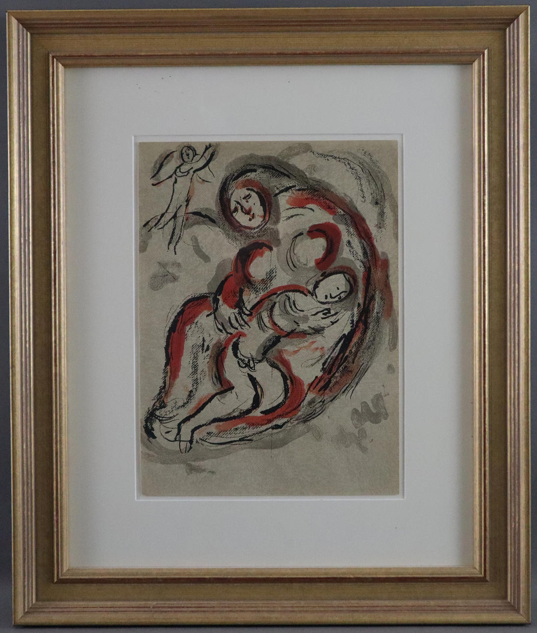 - CHAGALL, MARC. - "Hagar in der Wüste", Farblithografie.