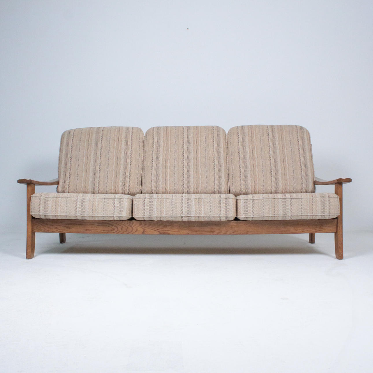 'Brutalist' couch, oak, 1960s.