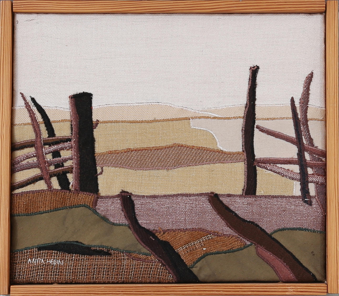 ANITA HEDIN. "Grindhålet", textil, signerad och daterad.