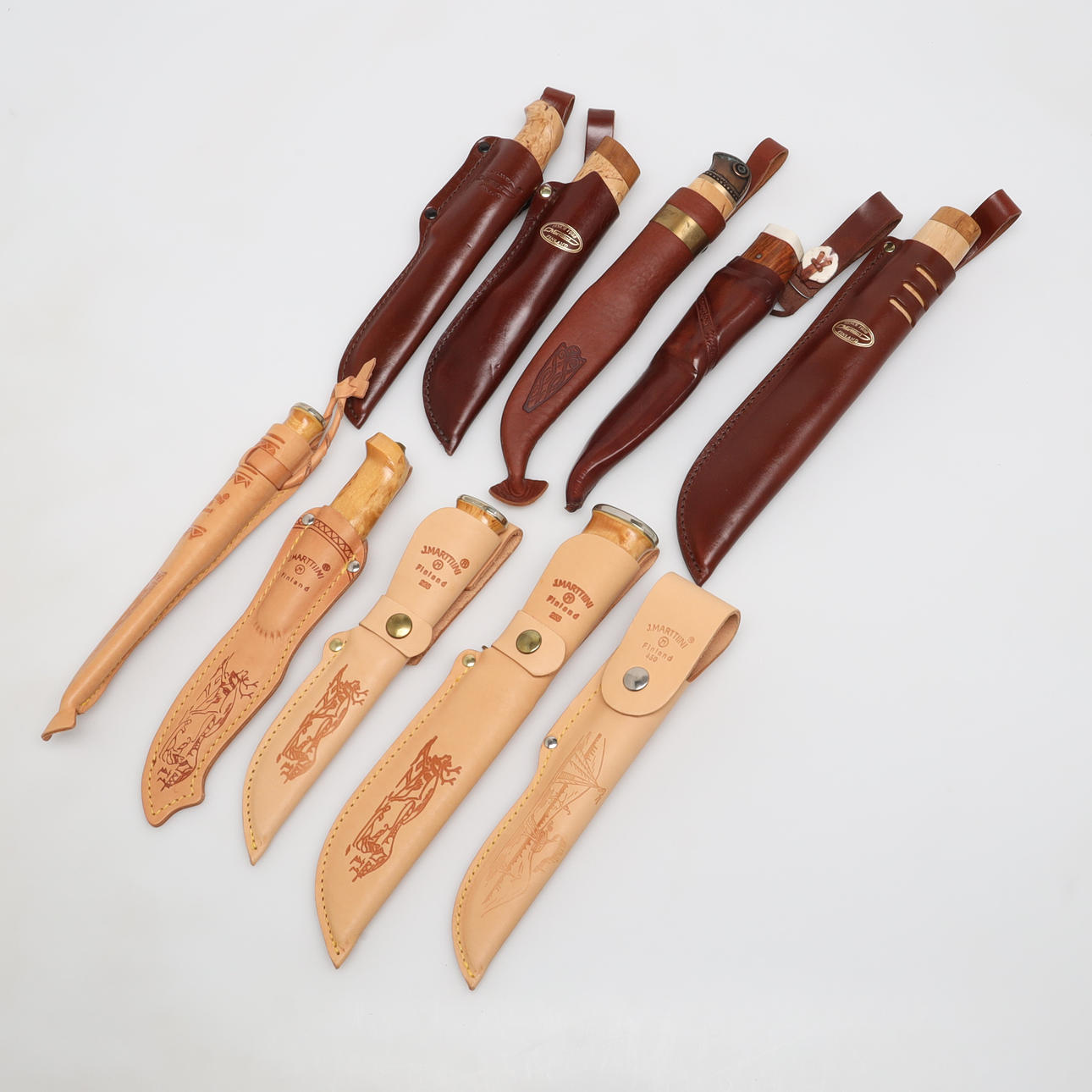 KNIVE, 10 stk. Marttiini og norsk kniv.