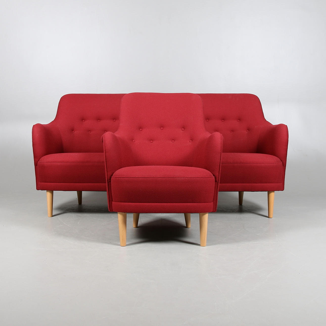 SOFFA samt FÅTÖLJ, "Samsas" Carl Malmsten. 2008.