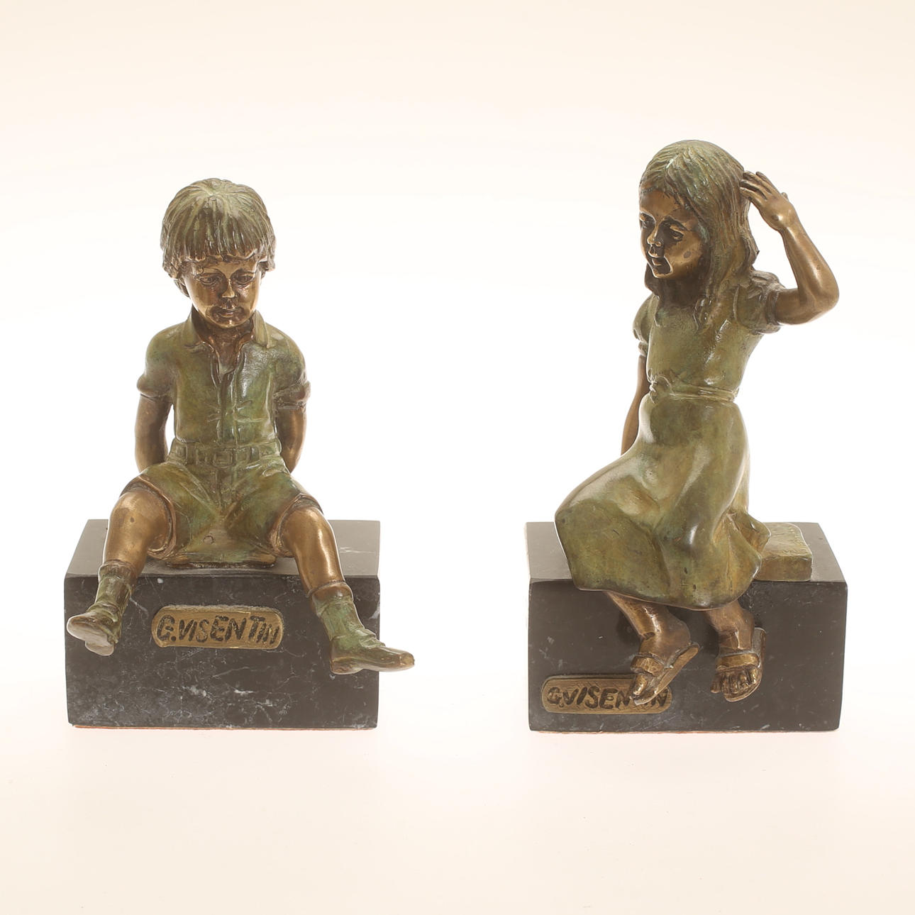 SCULPTURES, 2 pieces, bronze, Gianni Visentin, signed.