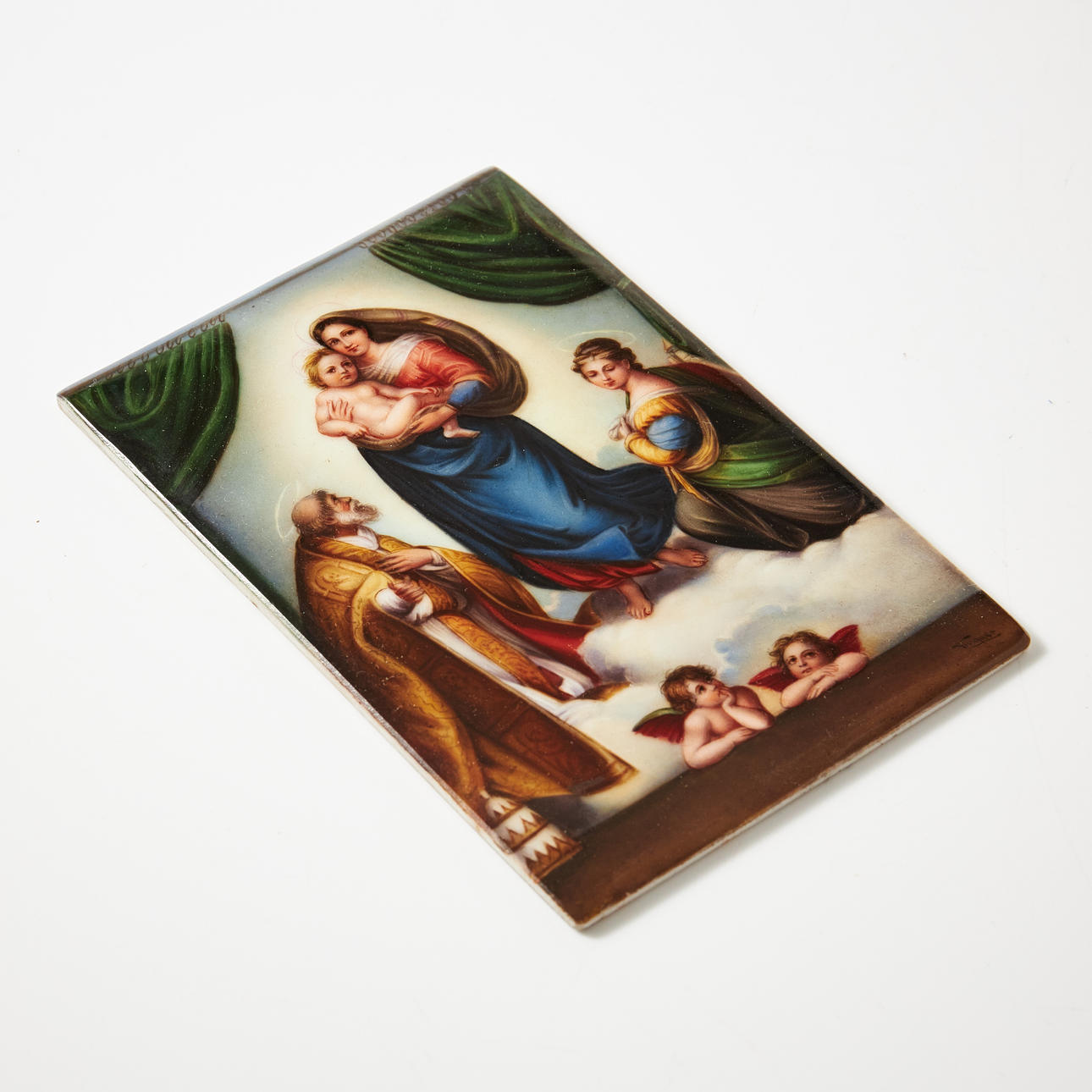 Porcelain painting, signed Wagner, after model, motif of Madonna and ...