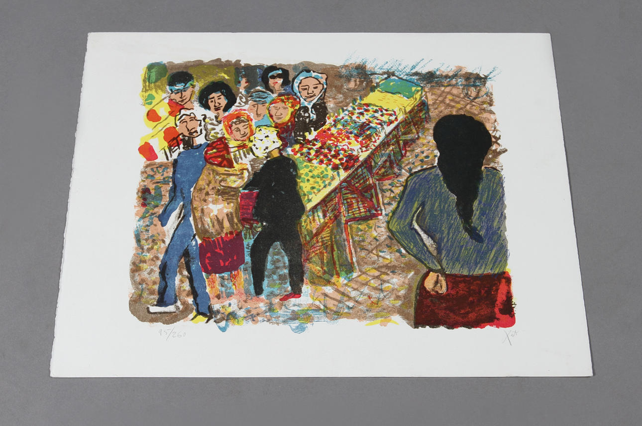 SVEN X:ET ERIXSON. Färglitografi. Figurscen, signerad. 95/260.