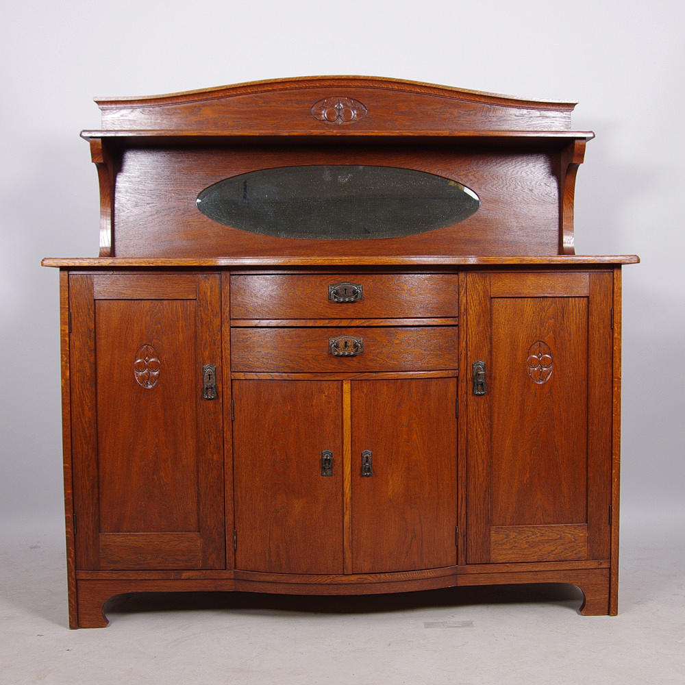 SKÄNK MED SPEGELÖVERDEL, ek, jugend.