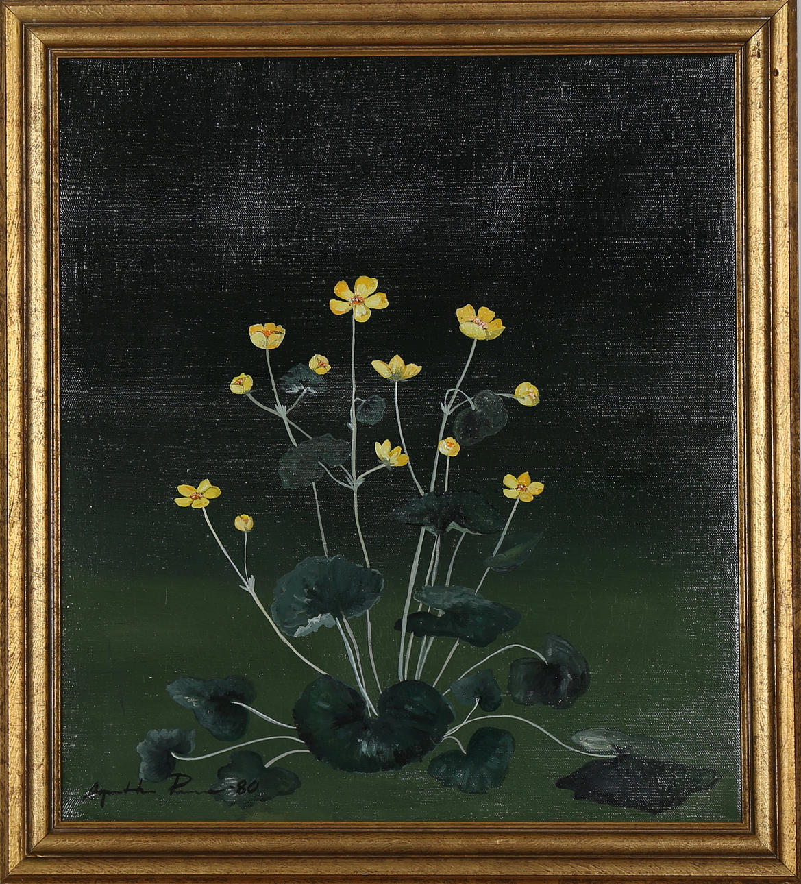 AGNETA PERSSON. Olja på duk, smörblommor, signerad och daterad -80.