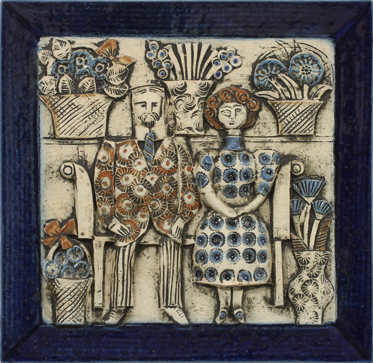 VÄGGRELIEF, Lisa Larsson, stengods, Gustavsberg.