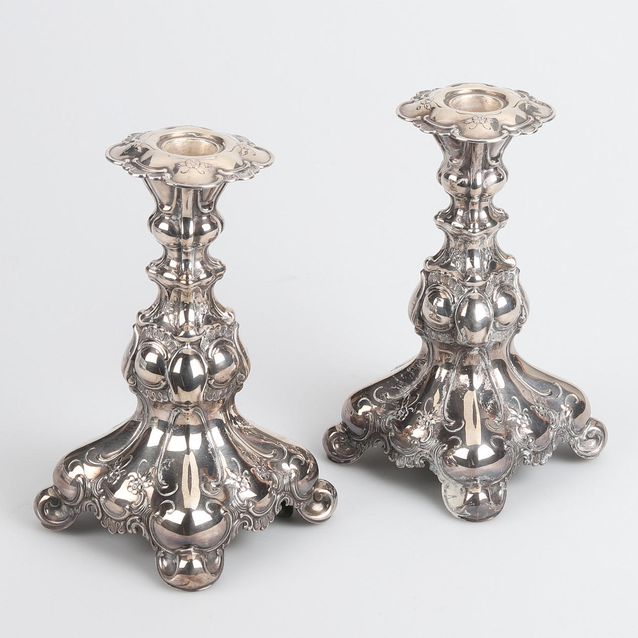 CANDLE STICKS, 1 pair, nickel silver.