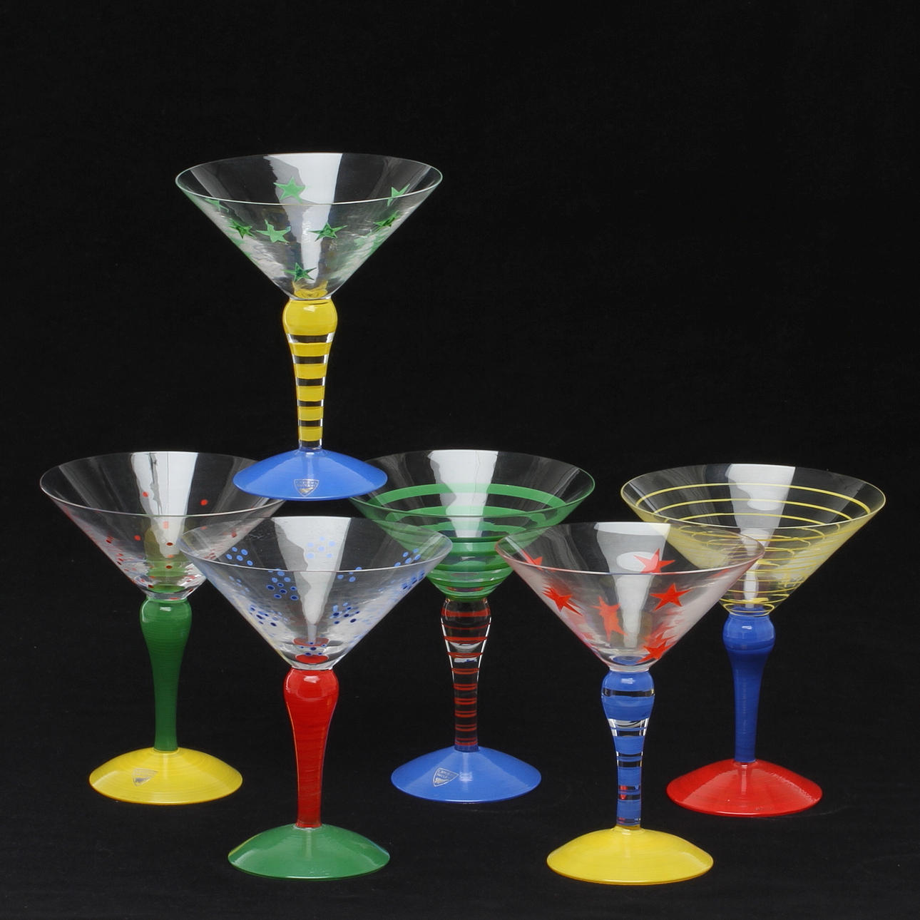 COCKTAILGLAS, 6 st, "Clown", Anne Nilsson, Orrefors.