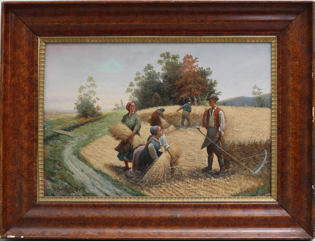 ADOLF BAUMGARTNER (CONSTANTIN STOILOFF). Skördetid. Olja på duk, signerad Adolf Baumgartner.
