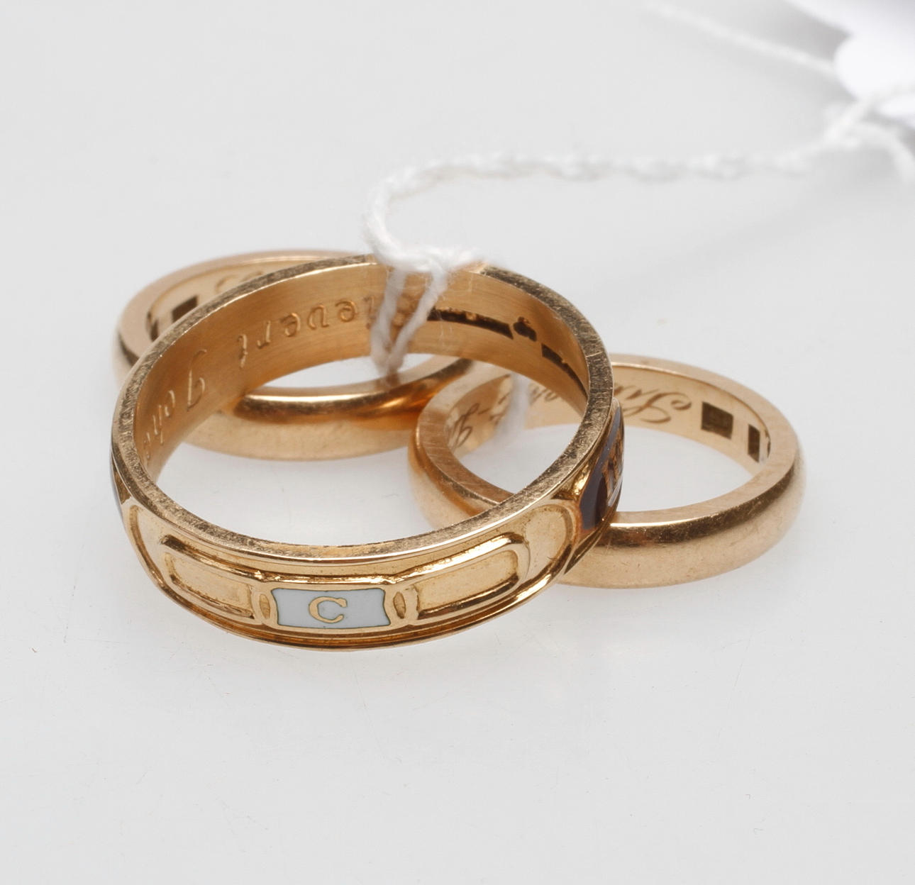 RINGAR, 3 st, 18k guld, vikt ca 20 gram.