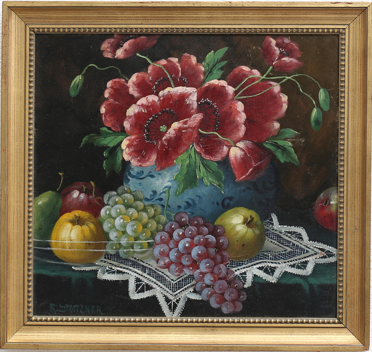 RUDOLF STOITZNER. Stilleben, olja på papp-pannå, signerad.