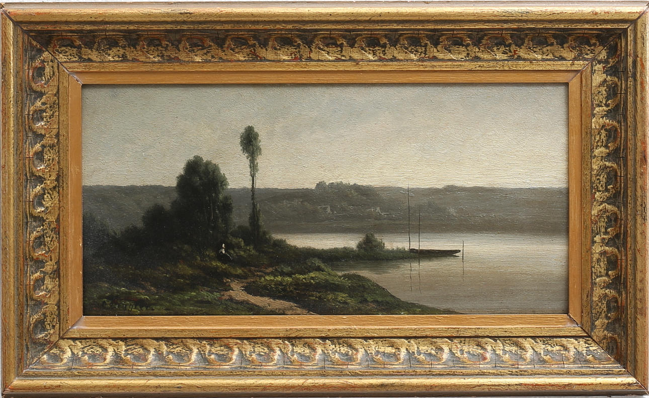 CHARLES-ANTOINE LENGLET. Landskapsmotiv, olja på trä, Frankrike, 1800-tal.