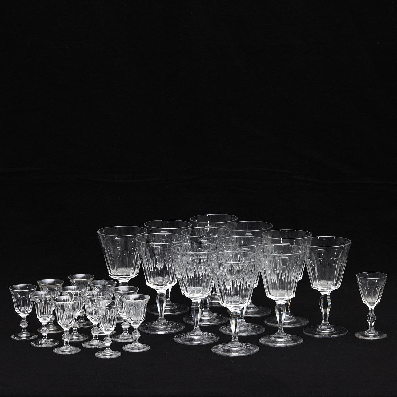 KRISTALLGLAS, antika, samling 24 glas.