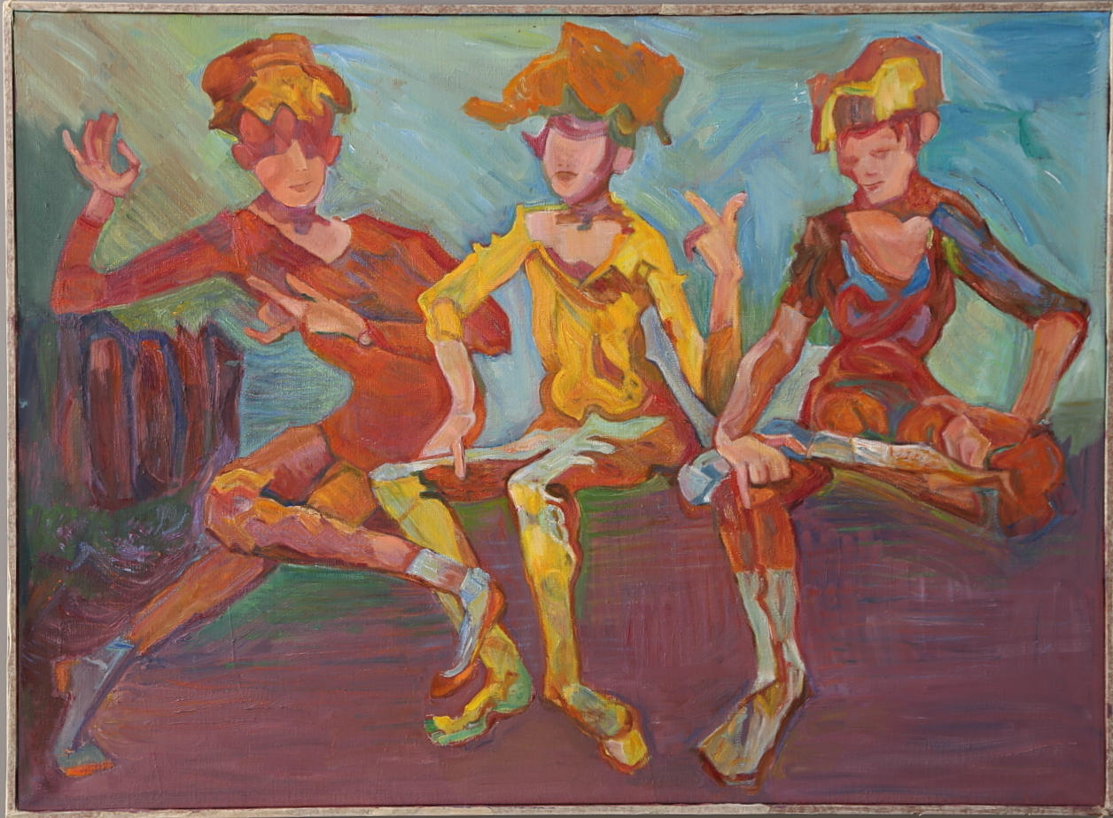 WANJA "NONES" HÅKANSSON. Olja på duk, "Ryska baletten vilar", osignerad.