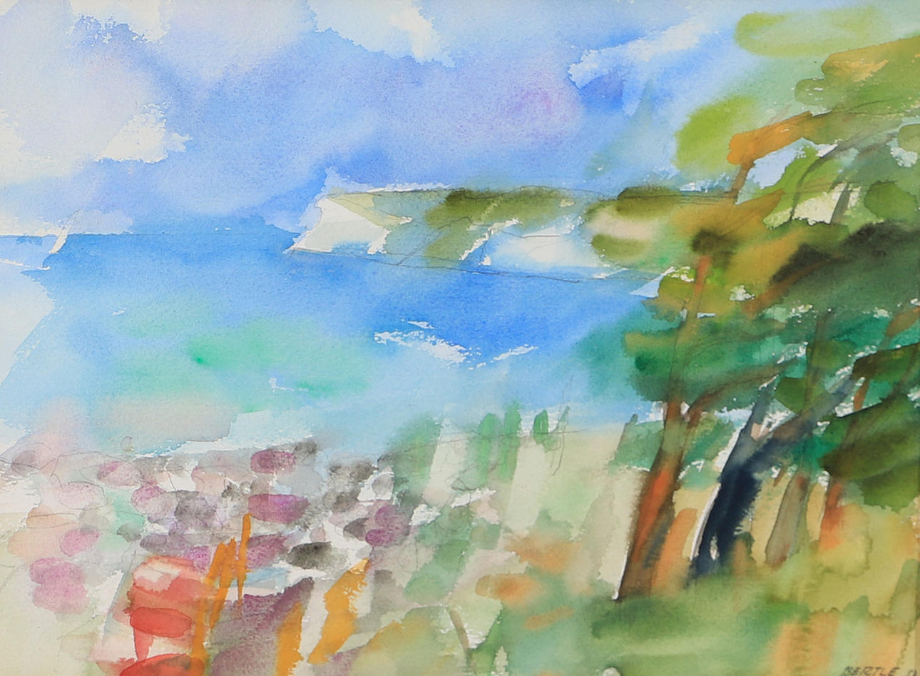 LARS BERTLE. "Oväder, Ireviken", akvarell, signerad Bertle.