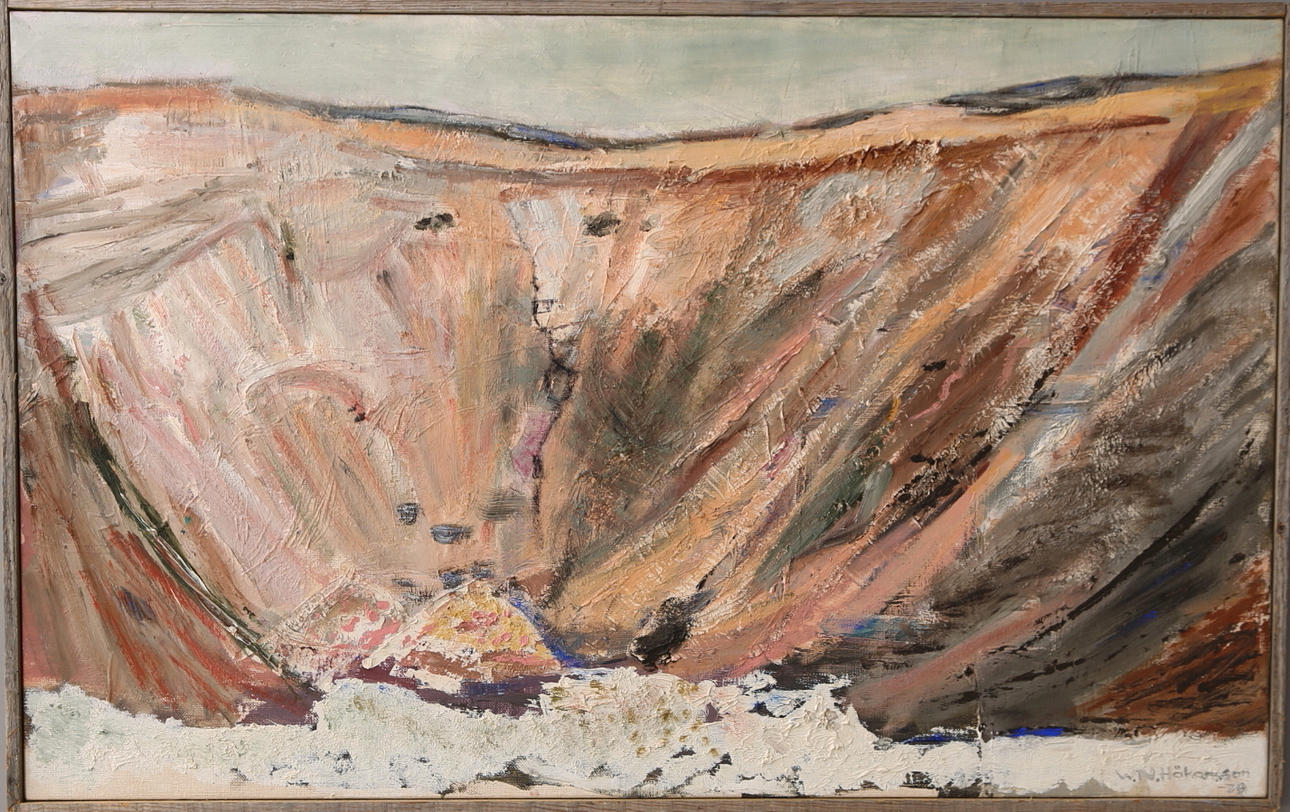 WANJA "NONES" HÅKANSSON. Olja på duk, "Brakelund grustag, Vinninga" signerad och daterad -79.