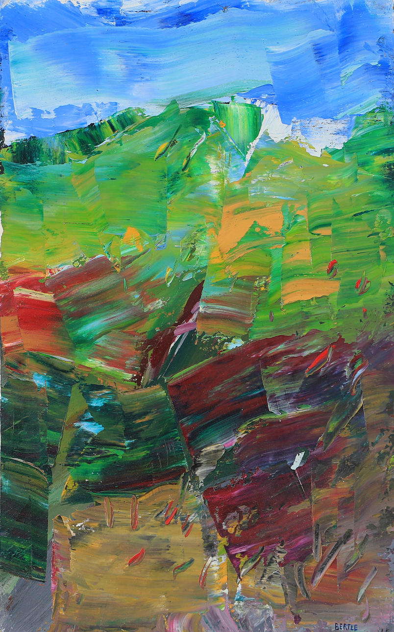 LARS BERTLE. "Ur ett Landschaft", Öl auf Platte, signiert Bertle.