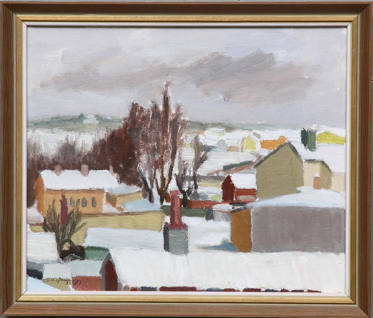 GILLIS MAGNUSSON. "Utsikt från Norra Långgatan". Olja på duk, signerad och daterad -48.