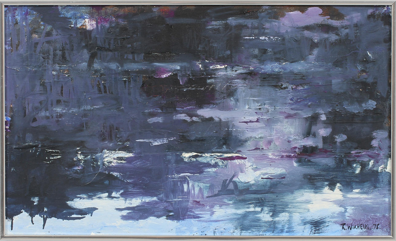 ROGER WIKHEIM. Speglingar i vatten, olja på duk, signerad och daterad 78.