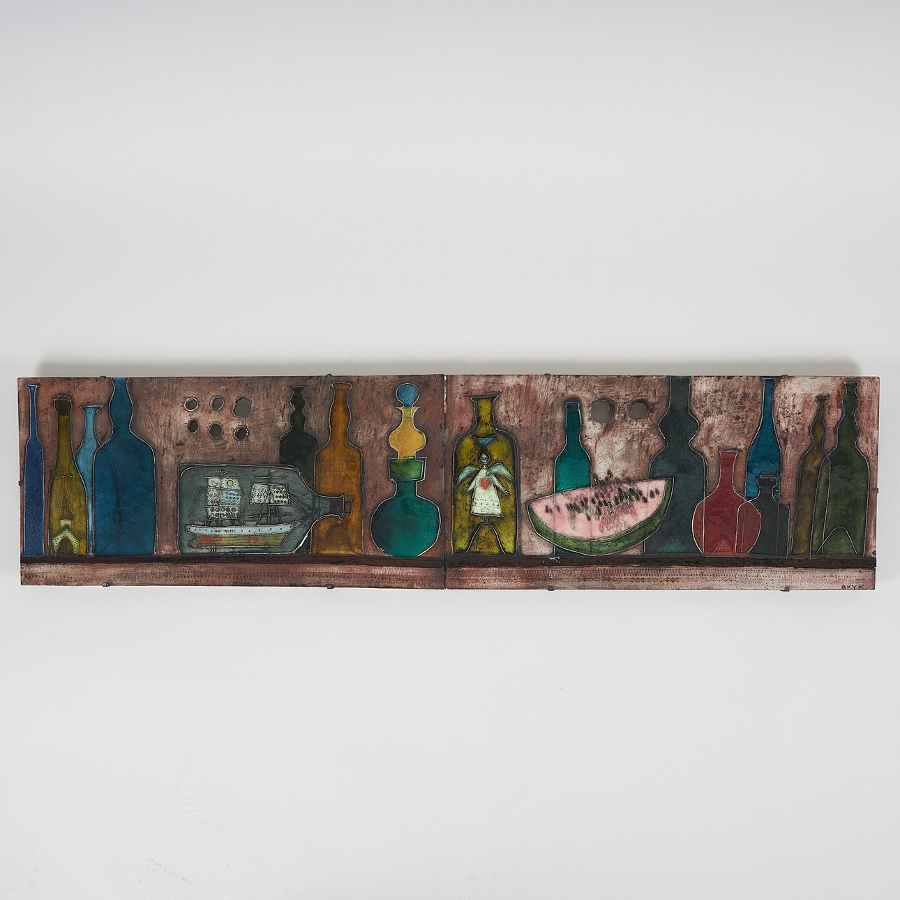 RUT BRYK. CERAMIC RELIEF, 2 parts, signed BRYK.