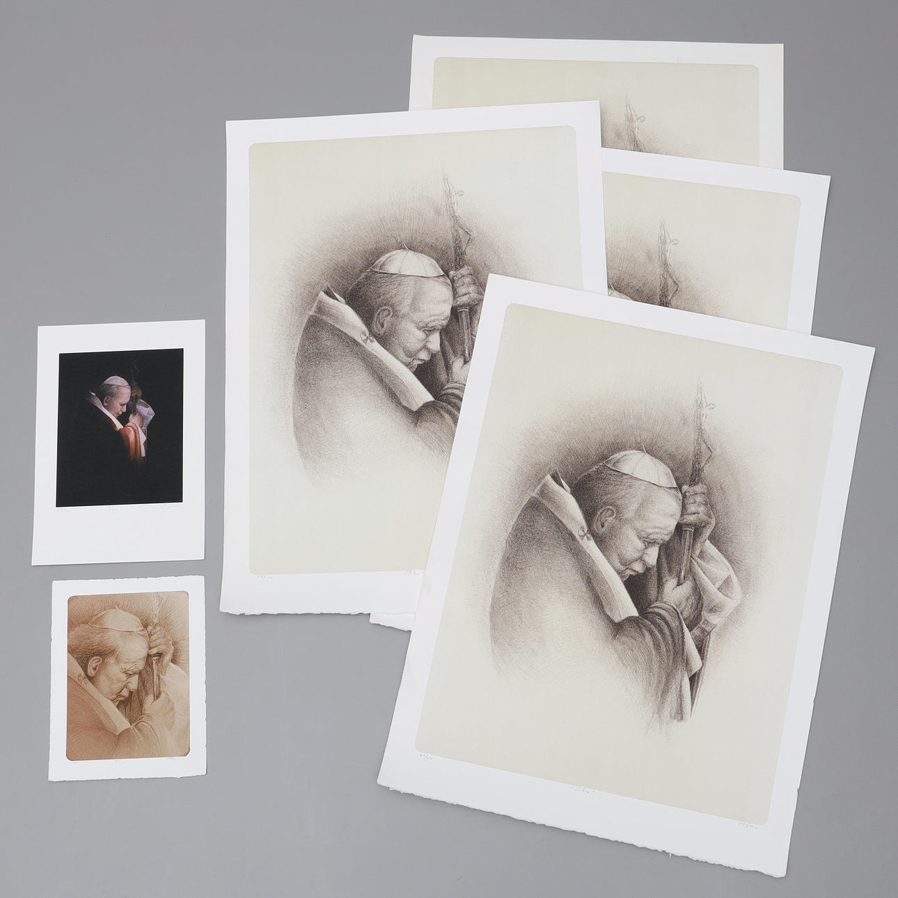 LITHOGRAPHY, collection, 6 copies, "Bless", signed Björn G. Algrim.