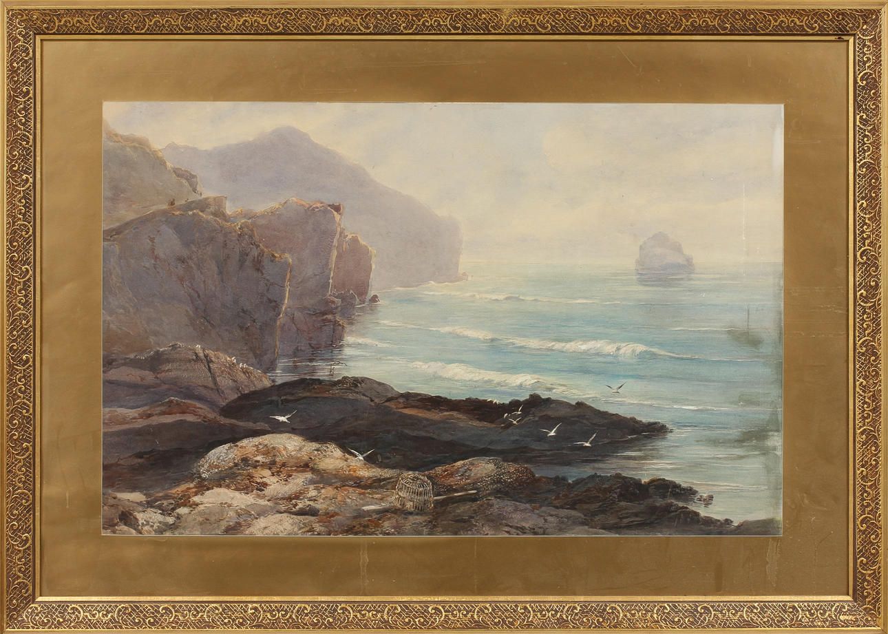 OIDENTIFIERAD KONSTNÄR. Kustmotiv, akvarell.