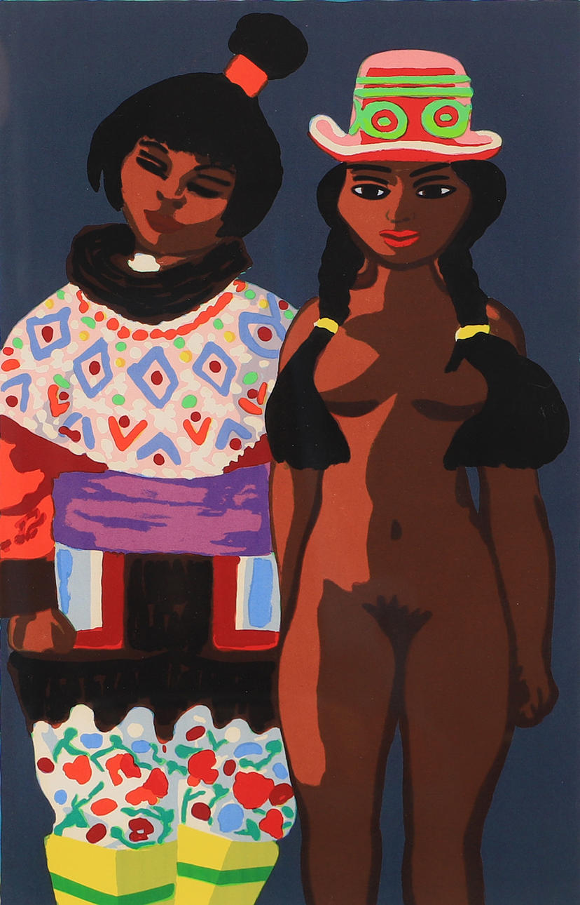 LARS NORRMAN. 2 women, color lithograph, signed.